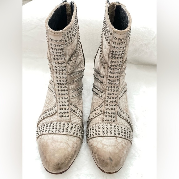 Freebird NELLE Studded Distressed Snake Skin Leather Boots - Size 7 - Picture 6 of 12